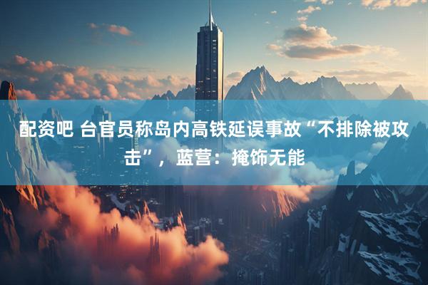 配资吧 台官员称岛内高铁延误事故“不排除被攻击”，蓝营：掩饰无能